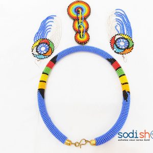 Tour de Cou plus Boucle d’oreille Couleur Bleue MT0077