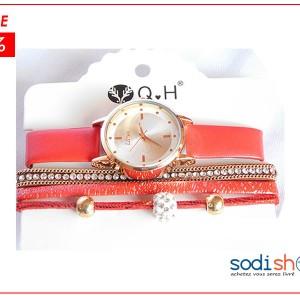 Ensemble Spécial Montre LiNuo + Bracelet Pour Femme - Couleur Rouge SODI00