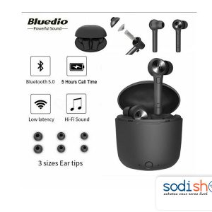 Airpod Ecouteurs Bluetooth Sport BLEUDIO - Hi HuricaneT EIL -Q/LWDZ Hi True, Sonorité Puissante, Haute Qualité, Double Oreillettes + Etui SODI00