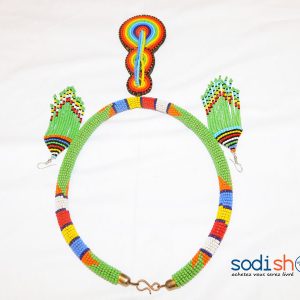 Bijoux Africain Collier en perle Couleur Verte MT0077