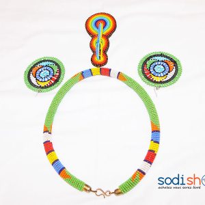 Bijoux Africain Collier en perle Couleur Verte MT0077