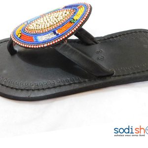 Sandale en Perle Multicolore Pour Femme, Style Africain, Matière en Cuir MT0077