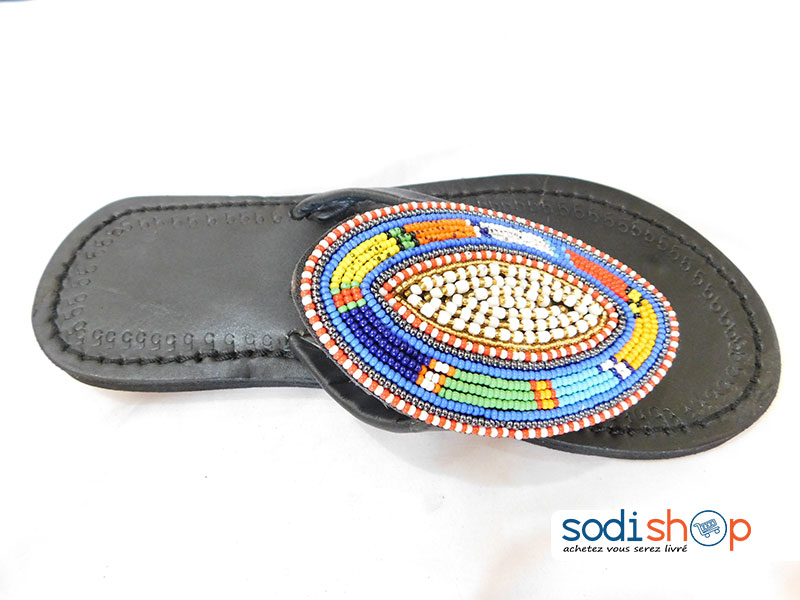 Sandale en Perle Multicolore Pour Femme, Style Africain, Matière en Cuir MT0077 – Image 2