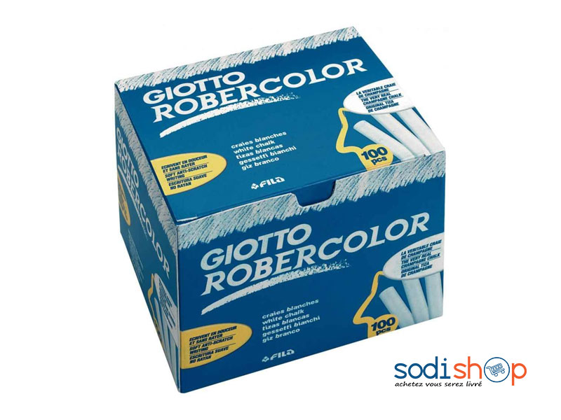 Craie Blanche, Robercolor Giotto 5388, Fourniture Scolaire - Boite de 100 Pièces LA0082