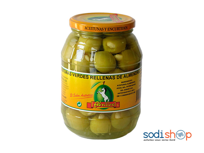 Abriliva Pot d’Olives Vertes Dénoyautées, Produit Bio 600g AT0083