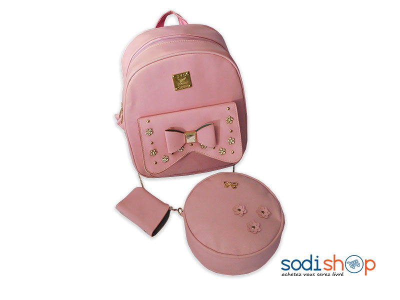 Sac à Dos + Pochettes et Bandoulière - Couleur Rose Pour Filles SS0086