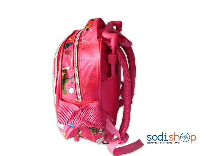 Masha et Michka Somptueux Sac à Dos avec Poignée Télescopique et Roulettes - Couleur Rose Pour Fillette SS0086 – Image 2
