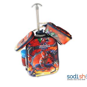 Sac à Dos Pour Ecolier Double Pochettes avec Poignée Télescopique - Spiderman Couleur Rouge SS0086