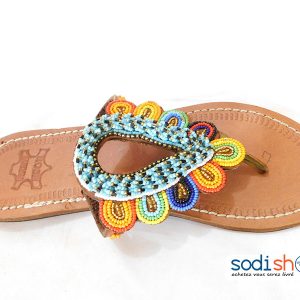 Sandale à Perle en Cuir Pour Femme Couleur Marron MT0077