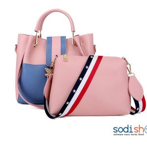 Sac à Main Plus Pochette Pour Femme Bicolore Saumon-Bleu - AS0036