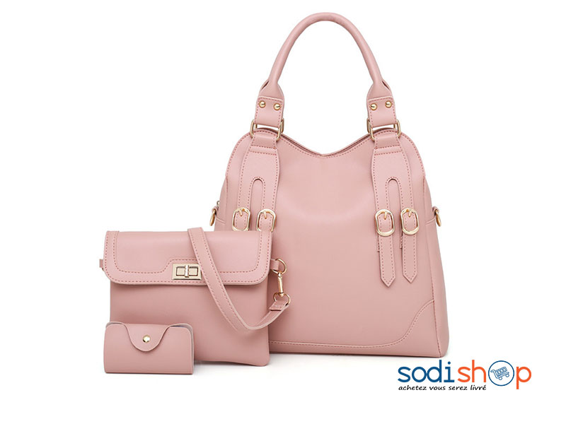 Sac à Main + Pochettes, Accessoire de Mode Pour Femme - Couleur Rose - AS0036