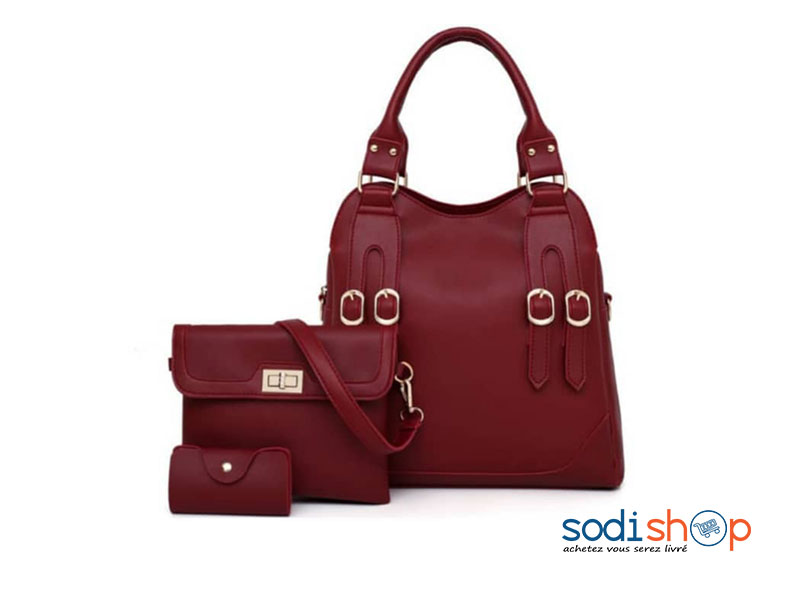 Sac à Main + Pochettes, Accessoire de Mode Pour Femme - Couleur Rouge - AS0036