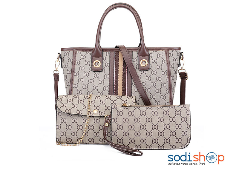 Sac à Main + Pochettes et Bandoulière - Couleur Marron Pour Femme - AS0036