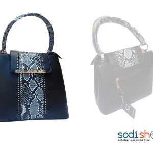Sac à Main Gallantry, Design Spécial, Motif Peau de Serpent - Couleur Noir KS0009