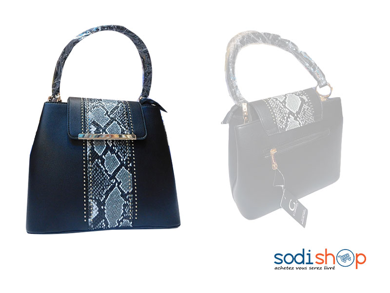 Sac à Main Gallantry, Design Spécial, Motif Peau de Serpent - Couleur Noir KS0009