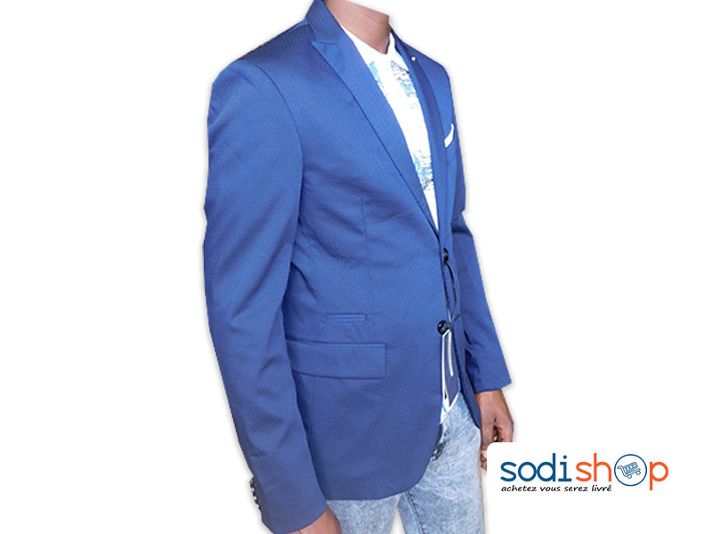 Blazer avec Broche, Marque Zara, Tissu en Maille Très Class, Veste Pour Homme - Couleur Bleu Foncé UN0079 – Image 2