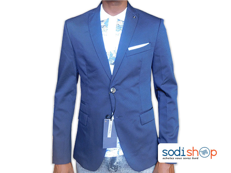 Blazer avec Broche, Marque Zara, Tissu en Maille Très Class, Veste Pour Homme - Couleur Bleu Foncé UN0079