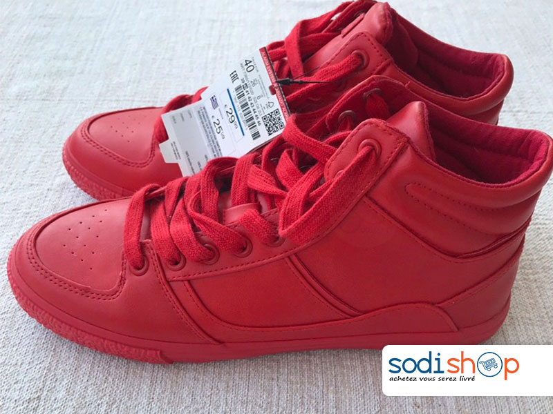 Basket Pour Homme, Chaussure Montante - Couleur Rouge UN0079