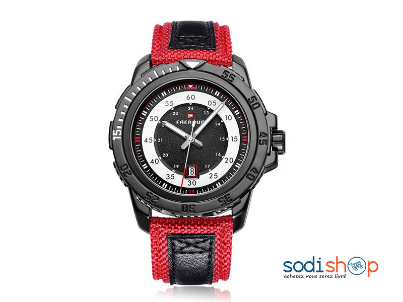 FAERDUO F8238M Montre Pour Homme Cadran Analogique Indicateur de Date Résistant à l’Eau SODI00