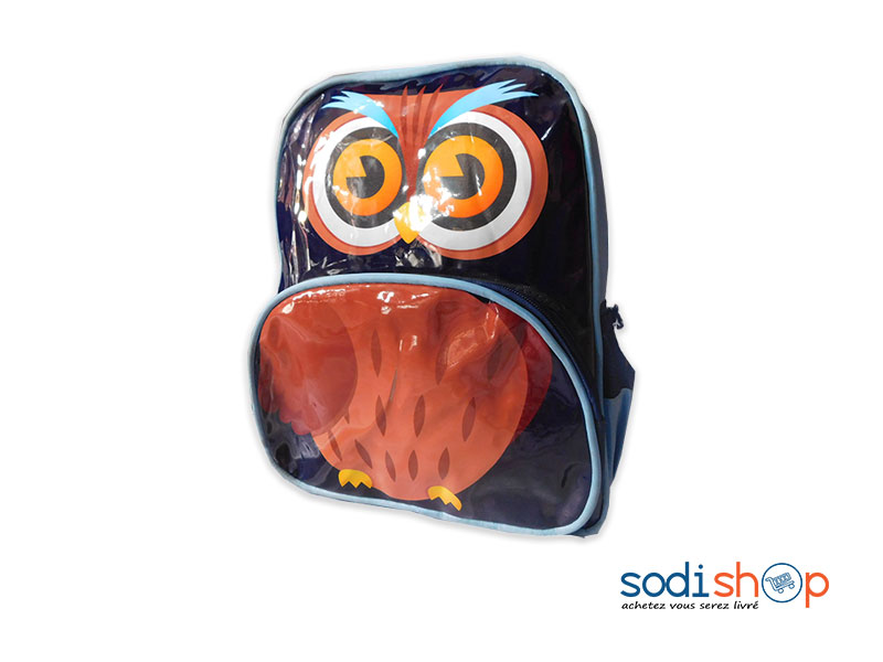 Sac à Dos Pour Enfant Logo Hiboux - Couleur Bleu-Marron SS0086
