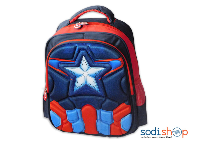 Sac à Dos Pour Enfant Design Captain America Super Résistant - Couleur Rouge-Bleu SS0086