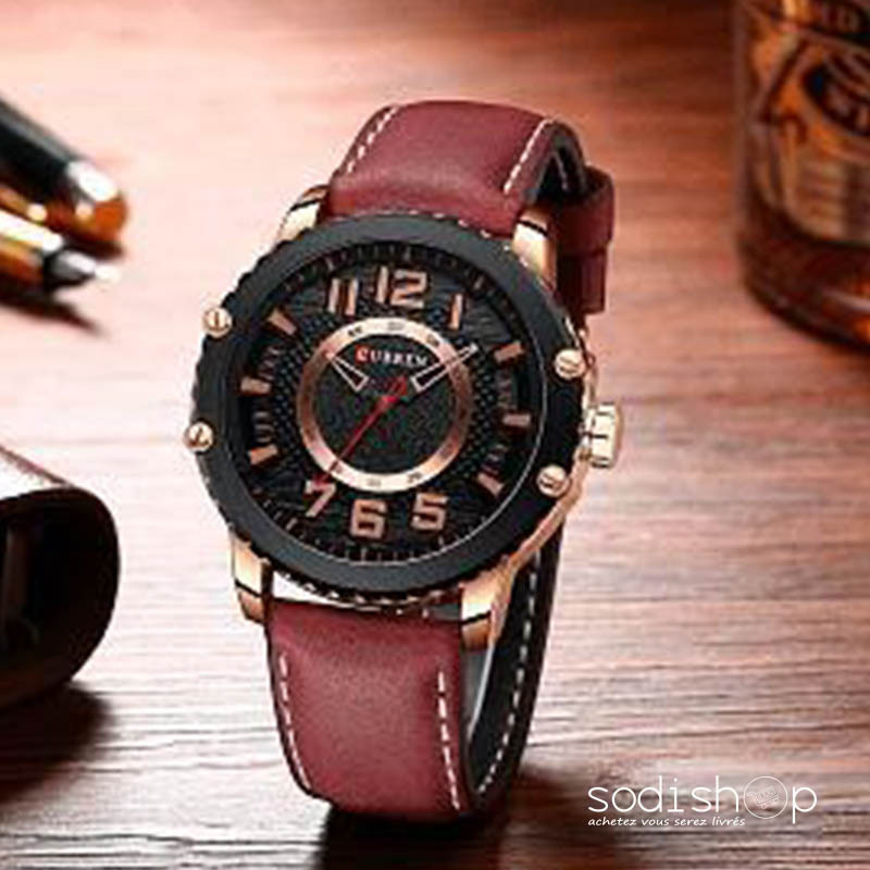 Montre Curren Bracelet en Cuir Pour Homme Couleur Marron M8341 DIA00169