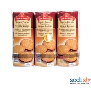  Biscuits Fourrés au Cacao Top Budget Parfum Chocolat - 300g MMD0085