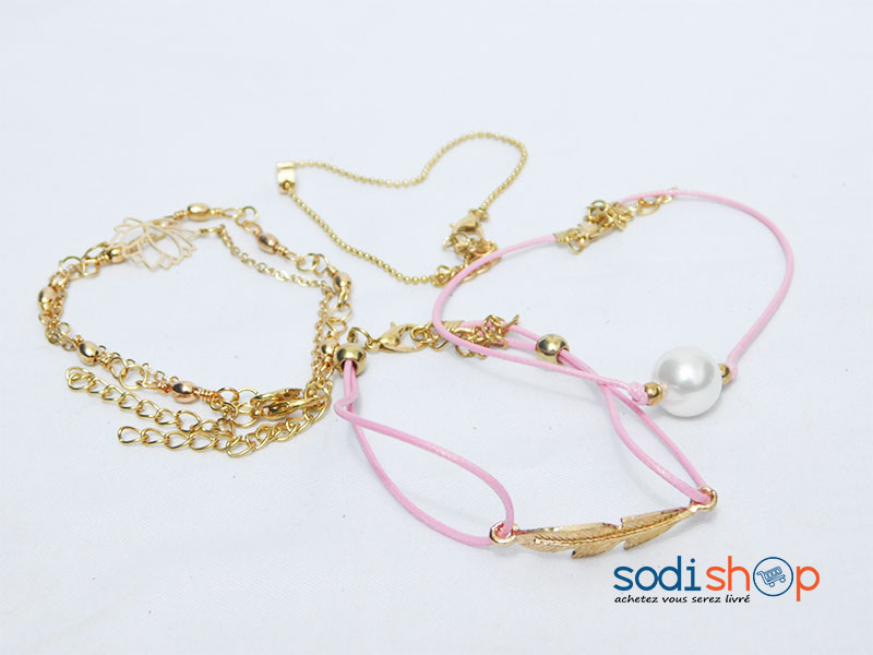 Ensemble de Bracelet Pour Femme Couleur Rose ZM0090