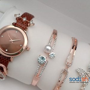 Montre Originale Coral avec Bracelets Couleur Marron - Accessoire Pour Femme SODI00
