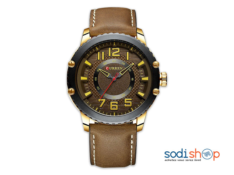 Montre Curren Bracelet en Cuir Pour Homme Couleur Marron M8341 Sodi00