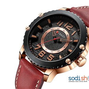 Montre Curren Bracelet en Cuir Pour Homme Couleur Rouge Bordeau M8341 Sodi00