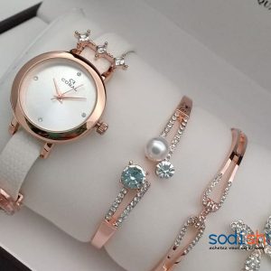 Montre et Bracelet pour Femme Couleur Blanche Sodi00