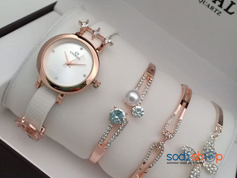 Montre et Bracelet pour Femme Couleur Blanche Sodi00