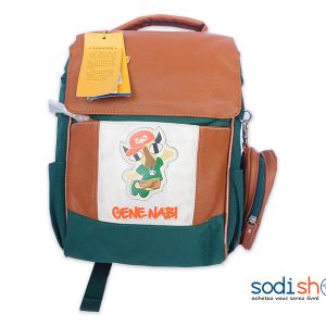Sac à Dos Pour Enfant avec Pochette - Couleur Marron Vert LB0091