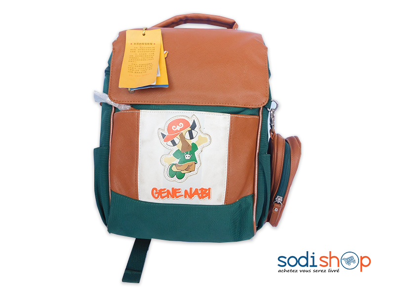Sac à Dos Pour Enfant avec Pochette - Couleur Marron Vert LB0091