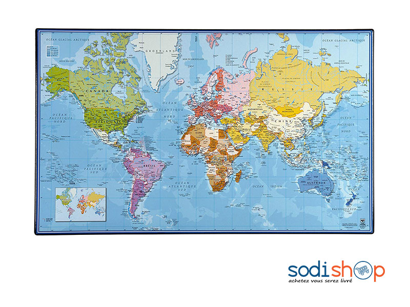 Sous-Main Mappemonde Fourniture de Bureau - 59,8 x 36,5 cm LA0082