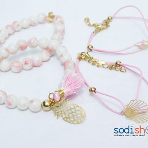 Bracelets en Perle Ultra Élégants - Ensemble Pour Femme Couleur Blanc et Or ZM0090