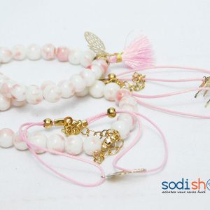 Bracelets en Perle Class et Stylé avec Logo - Ensemble Pour Femme Couleur Rose Blanc ZM0090