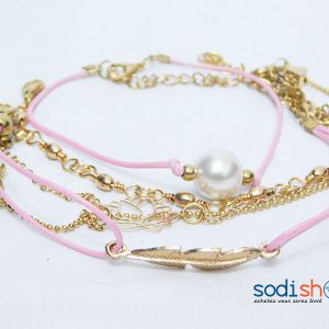 Bracelets en Chaîne Munie de Perle Class et Élégant - Ensemble Pour Femme Couleur Rose Or ZM0090