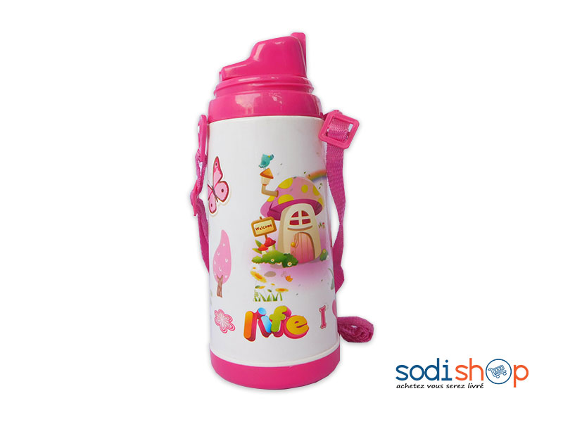 Bidon Pour Enfant Forme Ergonomique - Couleur Rose Blanc LB0091