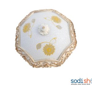 Luminaire Plafonnier Motif Florale - Couleur Blanc et Or KKS0093