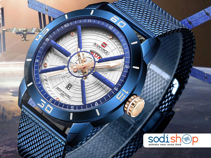 Montre de Luxe Naviforce 9155 Haute Qualité Pour Homme D'affaires avec Indicateur de Date - Couleur Bleu SODI00