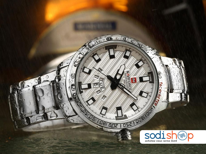 Montre Originale Naviforce NF9090 Style Luxueux Indicateur de Date - Couleur Argent SODI00