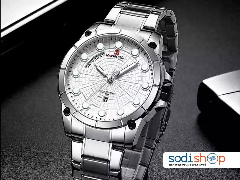 Montre Originale NAVIFORCE 9152 Ultra Stylée Haute Qualité avec Indicateur de Date - Couleur Argent SODI00
