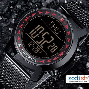 Montre NAVIFORCE 9130 Cadran Numérique avec Bracelet en Acier - Couleur Noir Rouge SODI00