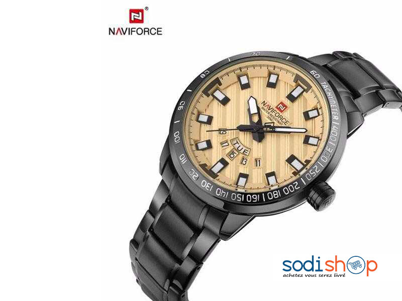 Montre Pour Hommes NAVIFORCE NF9090 en Acier Inoxydable Noir Sodi00