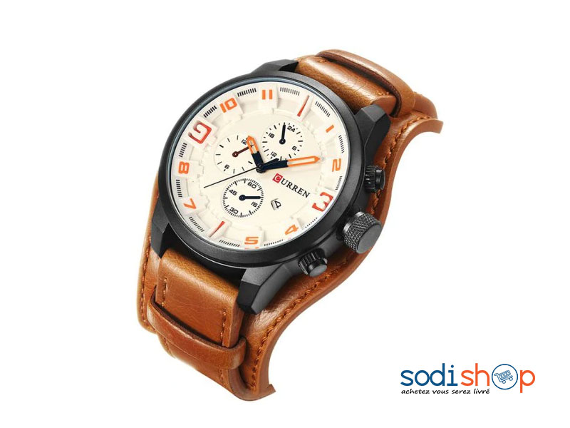 Montre de Luxe Curren 8225 Couleur Marron Bracelet en Cuir - Pour Homme SODI00