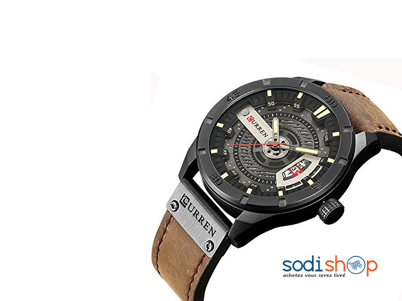 Curren 8301 Montre en Simili Cuir Pour Homme avec Date - Couleur Marron Noir SODI00 – Image 2