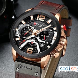 Montre de Luxe CURREN 8329 Haute Qualité avec Date Bracelet en Simili Cuir - Couleur Marron Noir Pour Homme SODI00