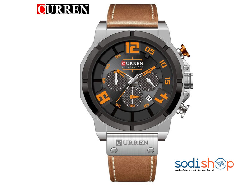 Curren 8287 Montre Pour Homme Ultra Stylée Cadran Analogique - Couleur Marron Gris SODI00